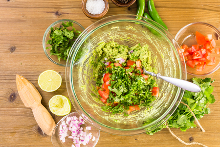 photo of guacamole and ingredients
